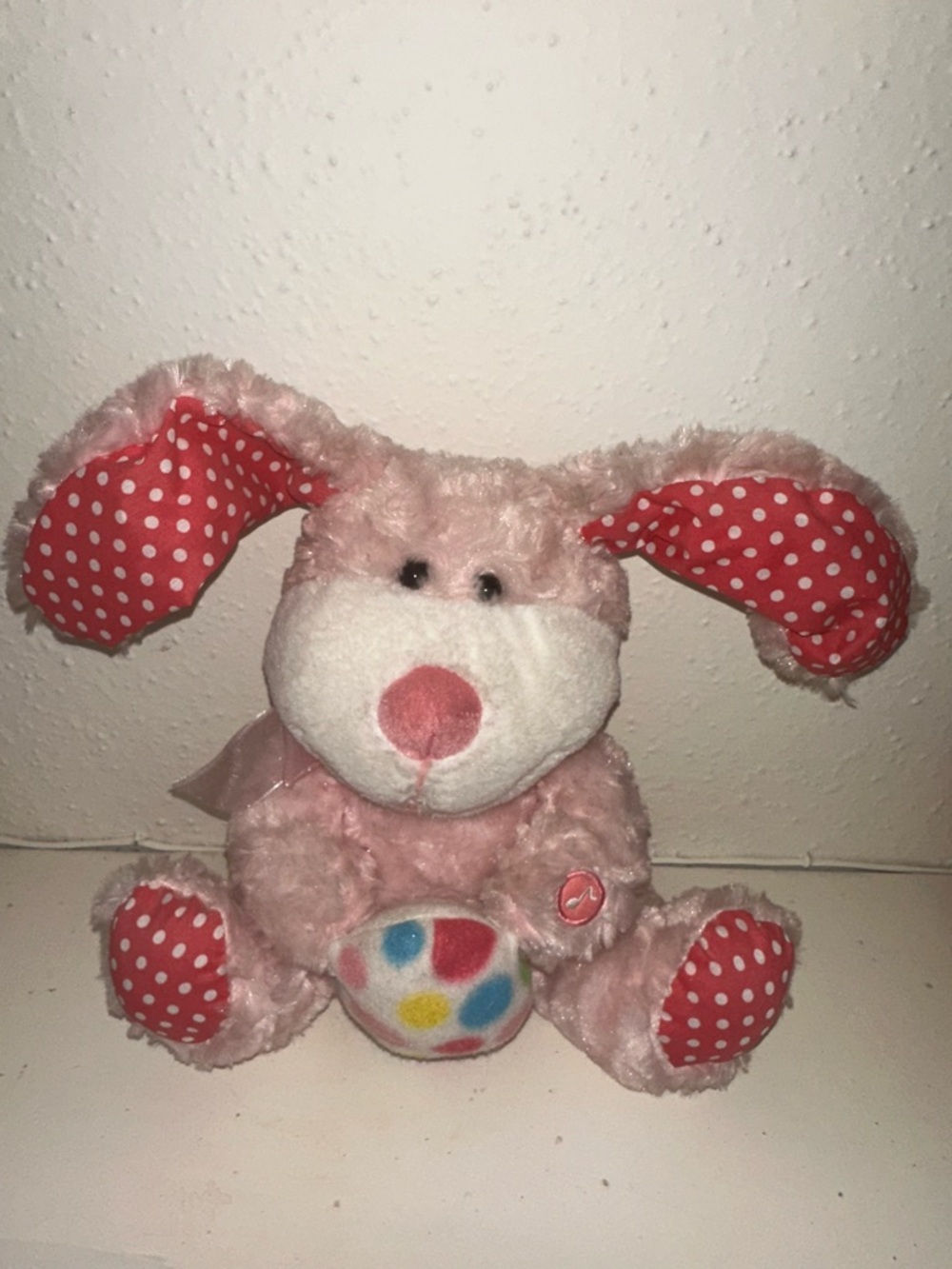 Pink Polka-Dot Plush Bunny Toy - Soft Kids Stuffed Animal